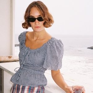 Ciao Lucia Ezio Top Blue Gingham